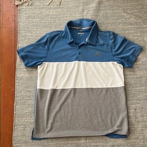 Adidas Large Golf Men’s Blue/White/Gray Colorblock Polo